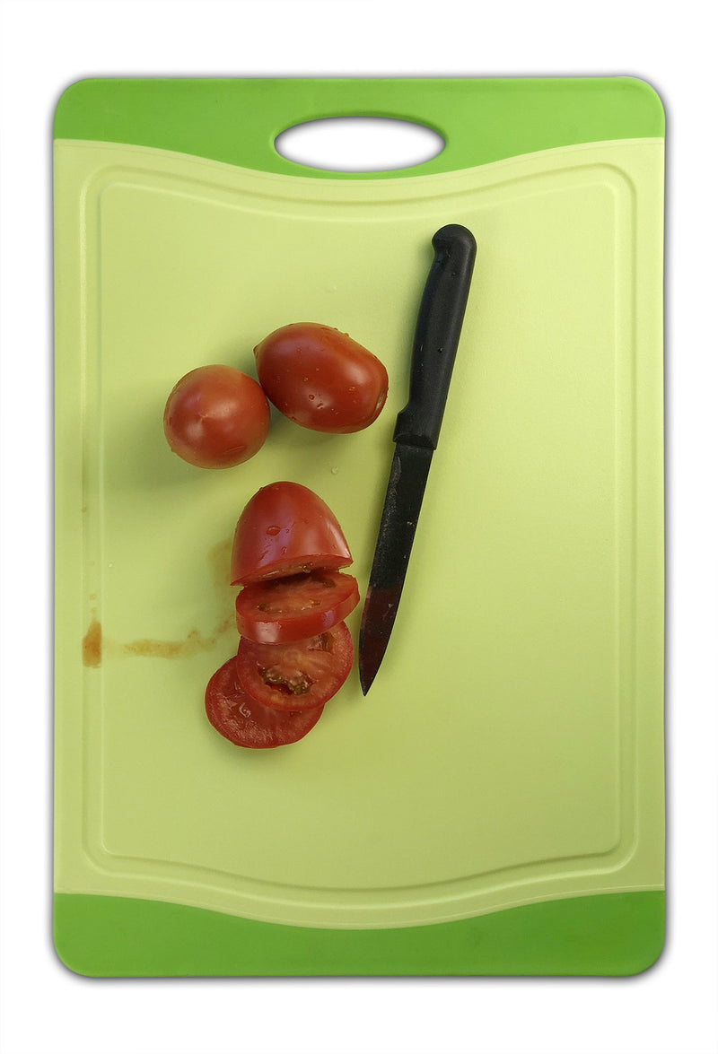 Neoflam 2 Piece Plastic Cutting Board Set in White and Green - BPA Free, Non Slip, Dishwasher Safe, Microban Antimicrobial Protection