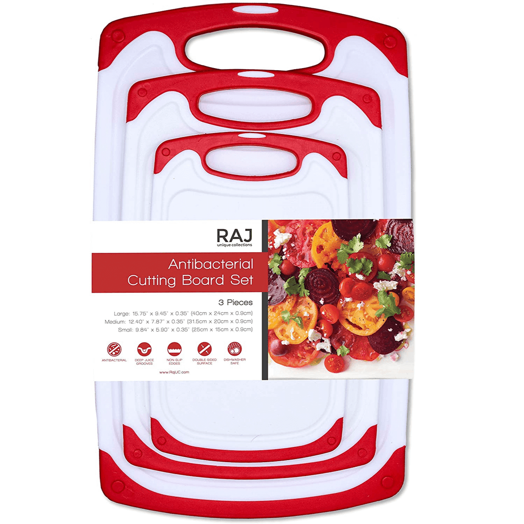 Raj Antibacterial Plastic Cutting Board - Red -Set of 3 – Raj